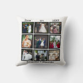 Moderne aangepaste trouwherdenking 9 foto collage kussen (Achterkant)