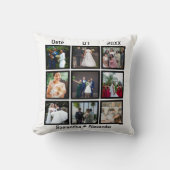 Moderne aangepaste trouwherdenking 9 foto collage kussen (Voorkant)