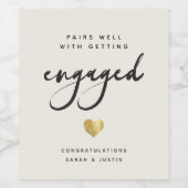 Moderne aangepaste verlovingsfeest Gouden Hart Wijn Etiket (Enkel label)