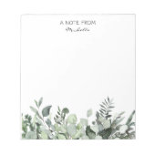 Moderne aangepaste Waterverf Eucalyptus Greenery Notitieblok (Voorkant)