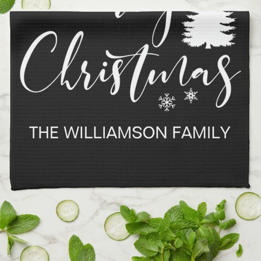 Moderne, aangepaste witte zwarte boom, prettige ke theedoek (Gevouwen)