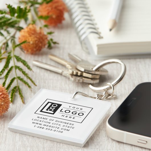 Moderne aangepaste zakelijke Logo en QR-code Sleutelhanger (Voorkant Rechts)