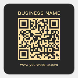 Moderne aangepaste zakelijke QR-code zwart en goud Vierkante Sticker