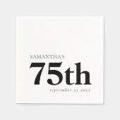 Moderne aangepaste zwarte tekst 75e naamdatum servet (Voorkant)