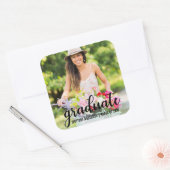Moderne aankondiging Afstuderen Foto B Vierkante Sticker (Envelop)