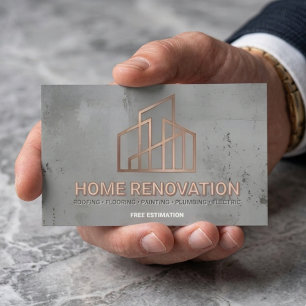 Moderne Aannemer voor Beton & Goud Huisrenovatie Visitekaartje