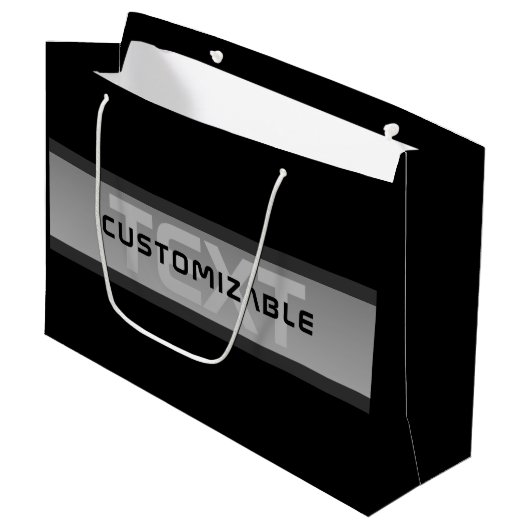 Moderne aanpasbare gelaagde tekst | Zwart & Grijs Groot Cadeauzakje (Voorkant Gekanteld)