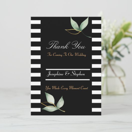 Moderne Aanpasbare Zwart & Wit Dank u kaart (Staand voorkant)