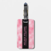 Moderne aardbei & crème glitter textuur bagagelabel (Achterkant verticaal)