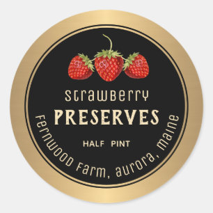Moderne aardbei Jelly Label Black Metallic Gold