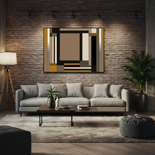 Moderne Aardetone Abstract Geometrisch Canvas Afdruk
