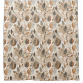 Moderne Aardetonen Bloemen en bladeren Douchegordijn (Voorkant)