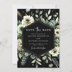 Moderne Aardse Bloemen Sage Green Wedding Save The Date