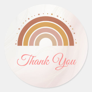 Moderne Aardse Boho Regenboog Baby Shower Dank Je Ronde Sticker