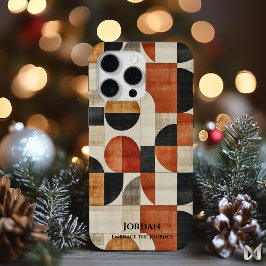 Moderne Aardse Geometrie - Zwarte en Terracotta Ku iPhone 15 Pro Max Hoesje