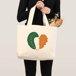 Moderne Aardse Hart Bladeren Canvas Grote Tote Bag