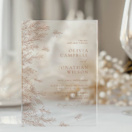 Moderne aardse Terracotta Boho verlaat bruiloft Acryl Uitnodigingen