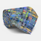 Moderne Abstract Blauwe Bruine Geometrische Halsdo Stropdas (Opgerold)