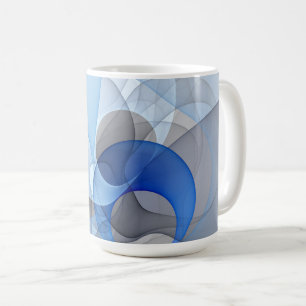 Moderne Abstract Blauwgrijze Fractale Kunst Grafis Koffiemok