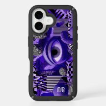 Moderne Abstract Geometrische Zwarte Witte Paarse 