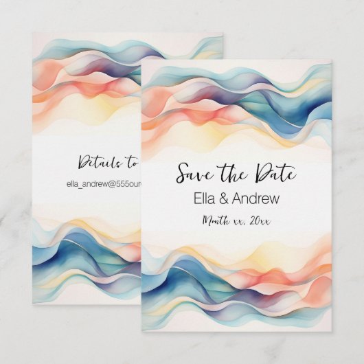 Moderne Abstract Kleurrijk Design Save The Date (Voorkant / Achterkant)