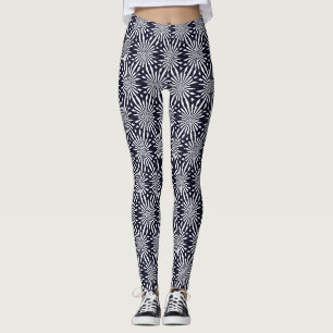 Moderne Abstract Zwart-Wit Geometrisch Vuurwerk Leggings