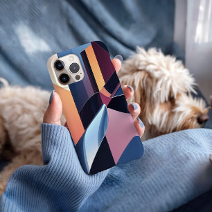 Moderne Abstracte 3D Metallic Blue en Peach iPhone 16 Pro Max Hoesje