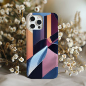 Moderne Abstracte 3D Metallic Blue en Peach Case-Mate iPhone Case