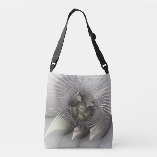 Moderne Abstracte 3D Vorm Fractal Art Crossbody Tas (Achterkant)