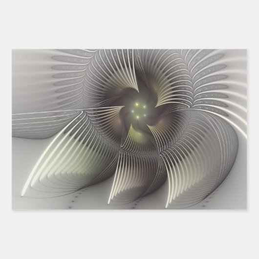 Moderne Abstracte 3D Vorm Fractal Art Inpakpapier Vel (Voorkant)