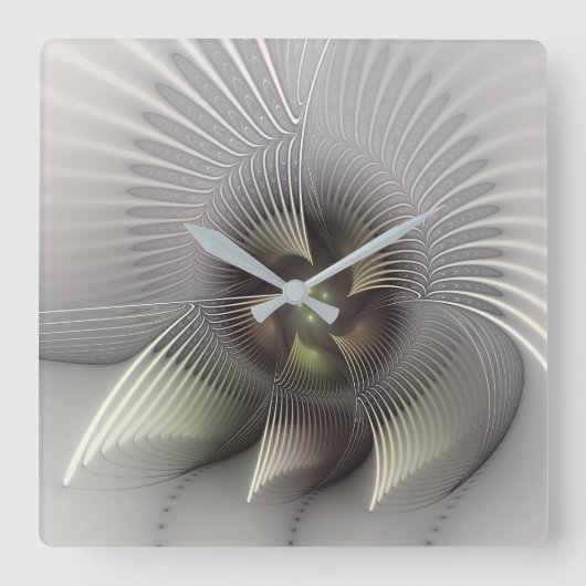 Moderne Abstracte 3D Vorm Fractal Art Vierkante Klok (Voorkant)