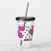 Moderne Abstracte aardbeien Patroon Acryl Drinkbeker (Achterkant)