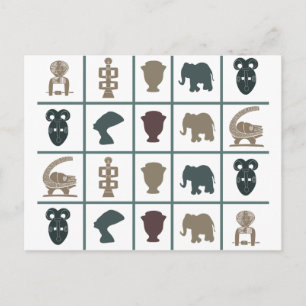 Moderne abstracte Afrikaanse ornamenten en motieve Briefkaart