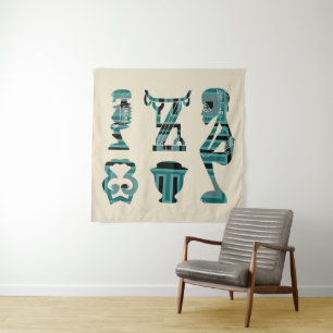 Moderne abstracte Afrikaanse silhouetkunst Wandkleed