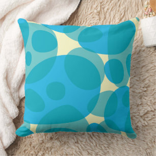 Moderne Abstracte Aqua Blue Yellow Mid Century Kussen