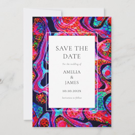 Moderne Abstracte Art Blue Flat Save The Date (Voorkant)