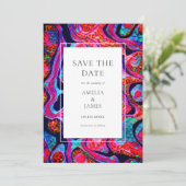 Moderne Abstracte Art Blue Flat Save The Date (Staand voorkant)