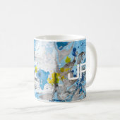 Moderne Abstracte Art Blue Yellow White Sjabloon Koffiemok (Voorkant rechts)