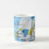 Moderne Abstracte Art Blue Yellow White Sjabloon Koffiemok (Center)