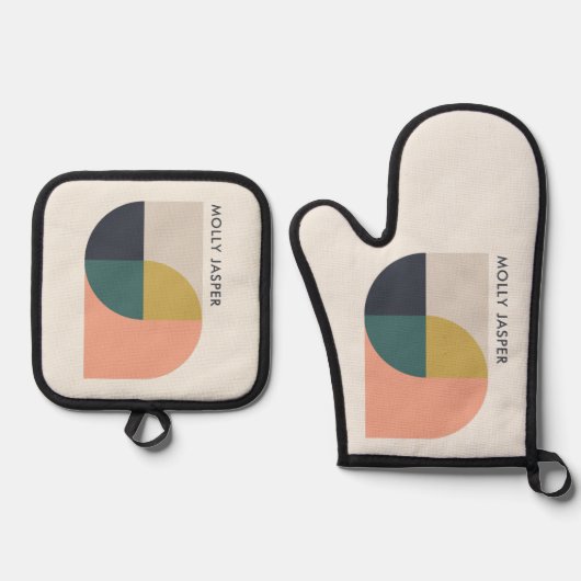 Moderne Abstracte art elegant geometrisch minimali Ovenwant & Pannenlap Set (Voorkant)