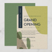 MODERNE ABSTRACTE ART LIME GREEN GRAND OPENEN GEBE KAART (Voorkant / Achterkant)