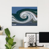 Moderne Abstracte Art Tsunami! Poster (Thuiskantoor)