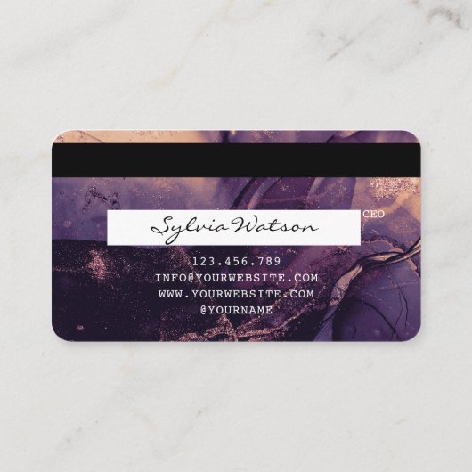 Moderne Abstracte Art Waterverf Credit Kaart Style Visitekaartje (Achterkant)