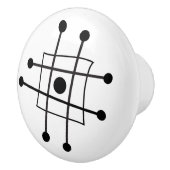 Moderne Abstracte atoomkunst in de Mideeuw Keramische Knop (Rechts)