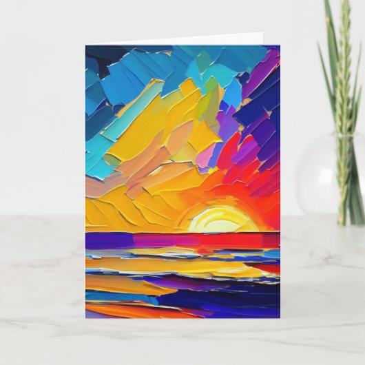 Moderne Abstracte Beach Sunset kunstwerk Blank Kaart (Voorkant)