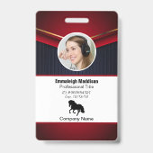 Moderne Abstracte bedrijfwerknemer-id | Rode marin Badge (Front)