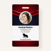 Moderne Abstracte bedrijfwerknemer-id | Rode marin Badge (Voorkant)