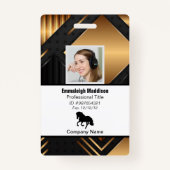 Moderne Abstracte bedrijfwerknemer-id | Zwart goud Badge (Voorkant)