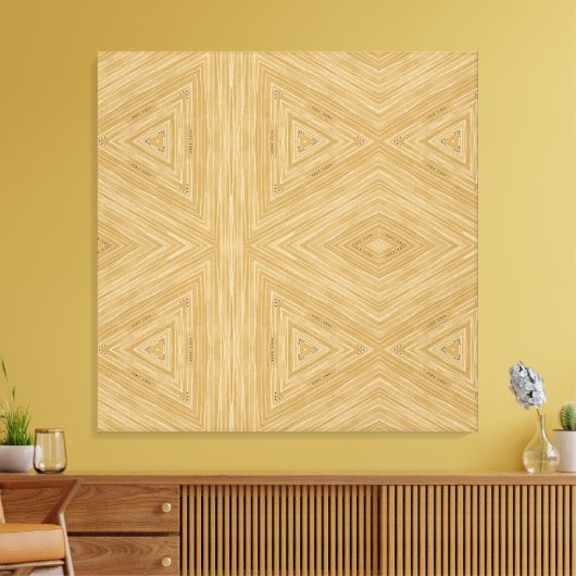 Moderne Abstracte beige witte driehoekspatroon Canvas Afdruk (Insitu (Woonkamer))