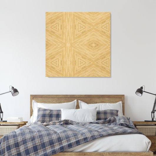 Moderne Abstracte beige witte driehoekspatroon Canvas Afdruk (Insitu (Slaapkamer))